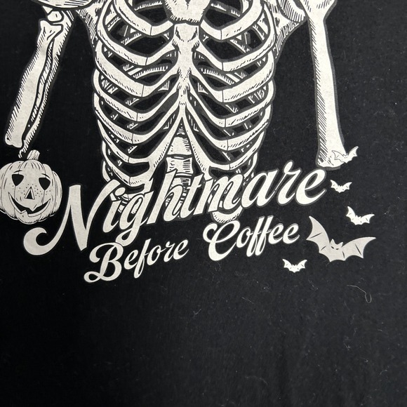 Goodie Two Sleeves Nightmare Before Coffee XXL Skeleton Black T Shirt S\S - Picture 4 of 11